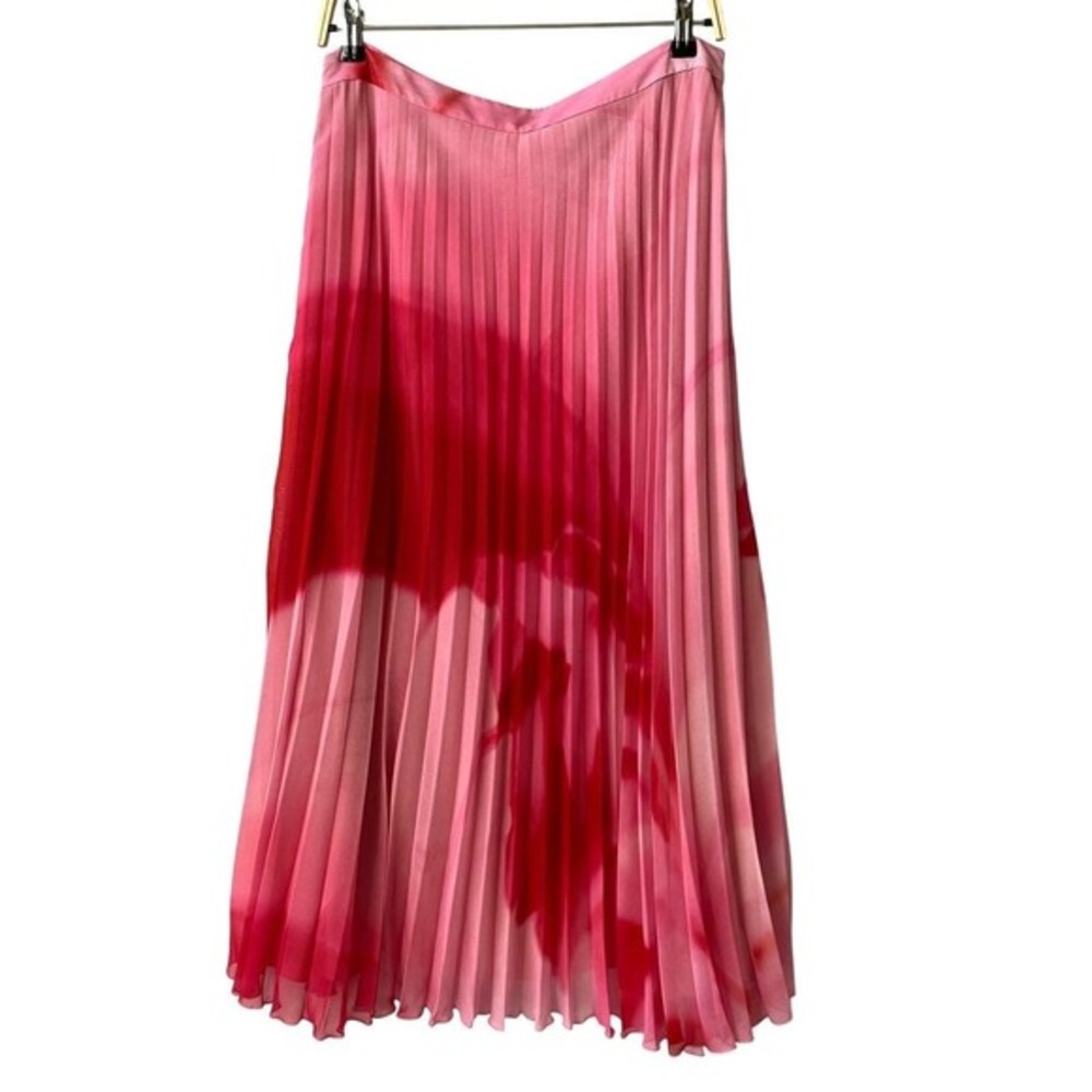 Mango MNG Falda Tulipan Italy Accordion Midi Skirt Size L Ombre Pink Pleated NWT - Picture 3 of 12